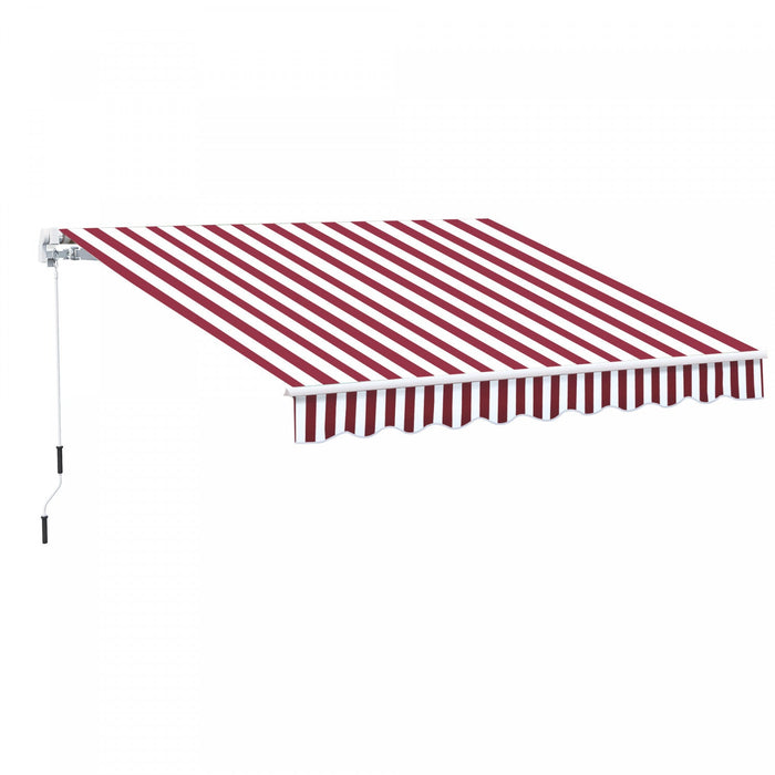 Outsunny 10' X 8' Retractable Awning Shelter W/ Crank, Wine Red Stripe