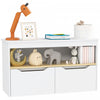 Qaba Toy Storage Organizer, Compact Kids Bookshelf With 2 Drawers, Storage Shelf, Large Tabletop For Kids Room, Nursery, Living Room, Bedroom, White