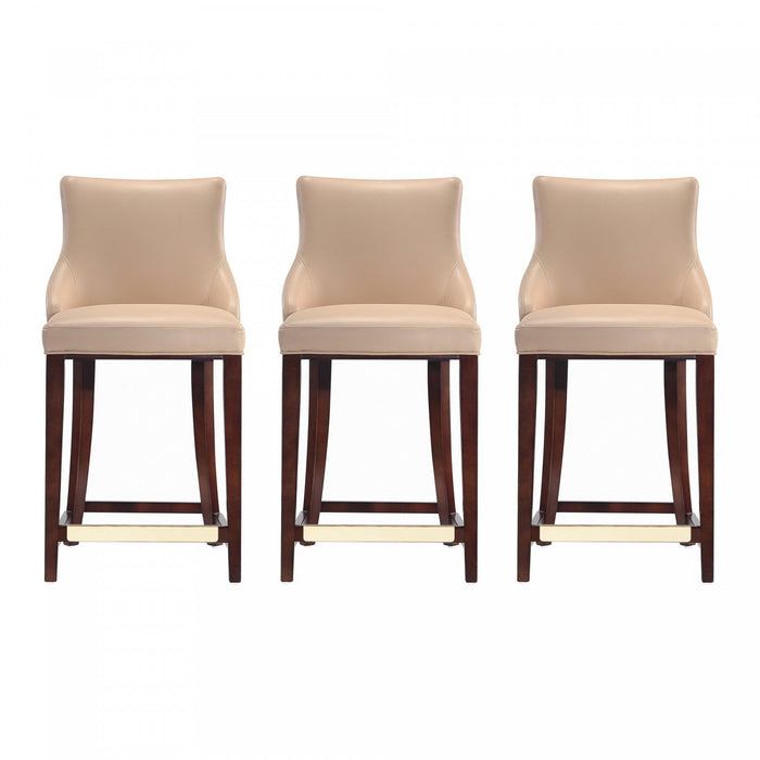 Shubert Modern Wood Upholstered Counter Stool in Tan - Set of 3 