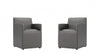Anna Square Modern Vegan Leather Armchair in Graphite - Set of 2 