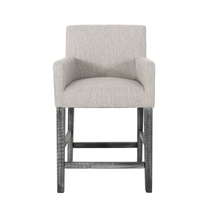 Griffith 26\" Seat Height Counter Stool With Upholstered Fabric And Solid Wood Legs - Light Grey 