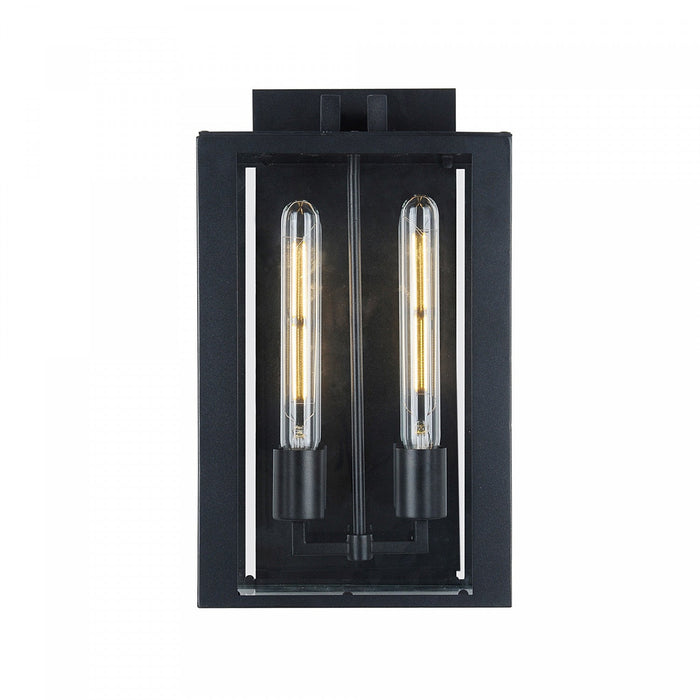 Waterville Matte Black 2-Light Outdoor Wall Sconce