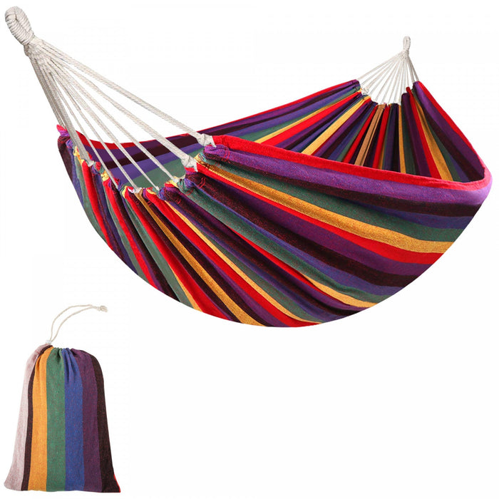 Outsunny 114\" Outdoor Hammock, Extra Large Brazilian Style Hammock Cotton, Portable Hanging Camping 