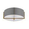 Dainolite Preston 3 Light Semi-flush Mount Aged Brass Grey Shade Lamp