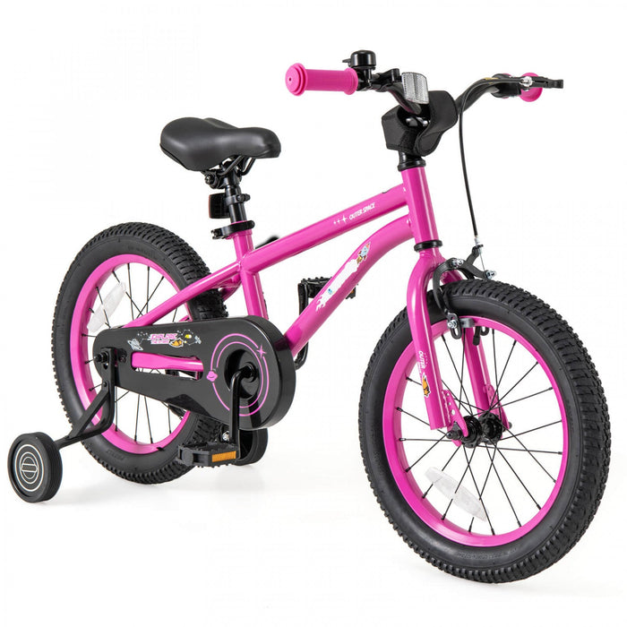 Costway 16-inch Kid's Bike For 4-7 Years Old With Adjustable Saddle & Anti-slip Handlebar Pink