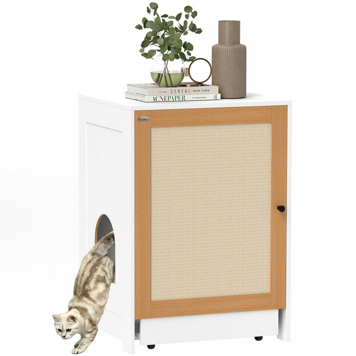 Pawhut Cat Litter Box Enclosure, Hidden Litter Box Furniture With Pull-out Tray, Indoor Cat Washroom