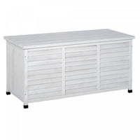 Outsunny Wooden Deck Box Outdoor Storage Container With Aerating Gap White