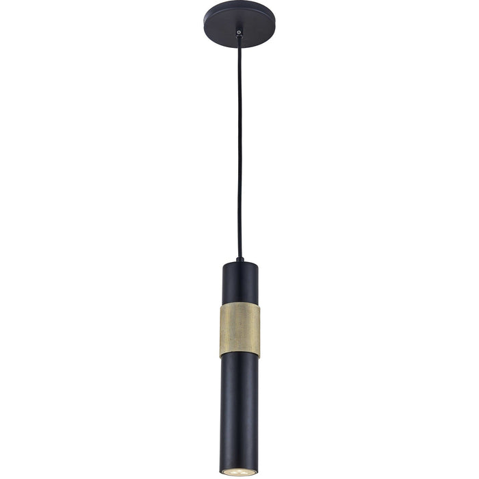 Dainolite Passwell 1 Light Pendant Matte Black/Aged Brass Lamp