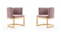 Aura Modern Velvet Metal Dining Chair in Blush - Set of 2 