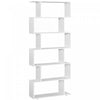 HOMCOM 6 Tier Wooden Bookcase S Shape Display Unit Divider Home Office White