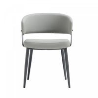 Luce Modern Metal Textured Vegan Leather Dining Chair in Stone Gray 