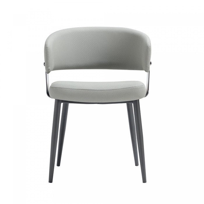 Luce Modern Metal Textured Vegan Leather Dining Chair in Stone Gray 