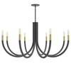 Dainolite Wand 8 Light Chandelier Matte Black/Aged Brass Lamp