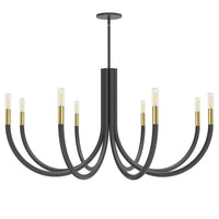 Dainolite Wand 8 Light Chandelier Matte Black/Aged Brass Lamp