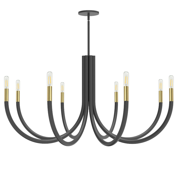 Dainolite Wand 8 Light Chandelier Matte Black/Aged Brass Lamp