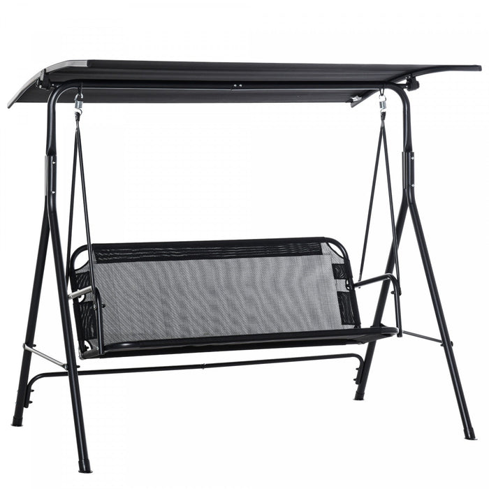 Outsunny 2-person Patio Swing Chair With Adjustable Canopy For Porch Garden