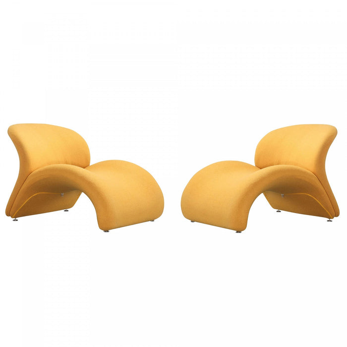 Rosebud Modern Wool Blend Accent Chair in Yellow - Set of 2 