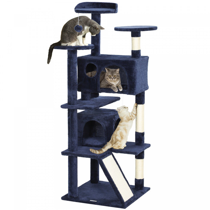Pawhut 54\" Cat Tree, Cat Tower For Indoor Cats With Scratching Posts, Cat Condos, Bed, Platforms, Ra