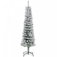 Homcom Snow Flocked Pencil Christmas Tree Slim Artificial Christmas Tree