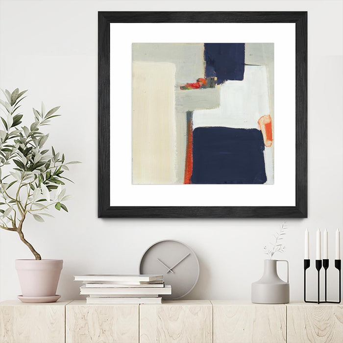 \"Bay Bridge V1\" Matted and Framed Black 30x30 Wall Art