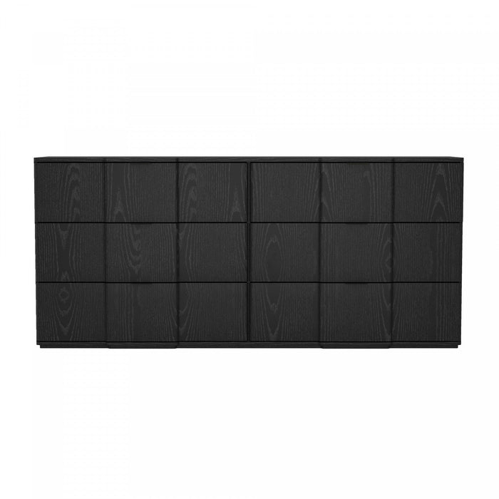 Clive Mid-Century Modern 72\" Dresser in Black (6-Drawer) 