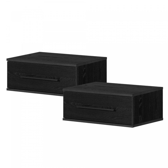 Primo Set Of 2 Floating Nightstands With 1 Drawer - Black Oak 