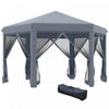 Outsunny 12.5' Pop Up Gazebo Hexagonal Canopy Tent Outdoor Shelter Pavilion Sun Protection With Mesh