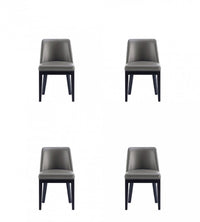 Gansevoort Modern Wood Vegan Leather Dining Chair in Graphite - Set of 4