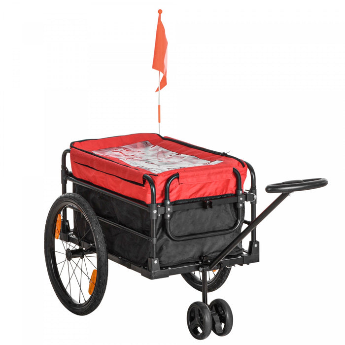 Aosom Bike Cargo Trailer & Wagon Cart, Multi-use Garden Cart With Removable Box, 20'' Big Wheels, Re