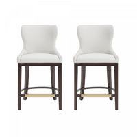 Blair Modern Wood Upholstered Counter Stool in White - Set of 2 Bar Stool 