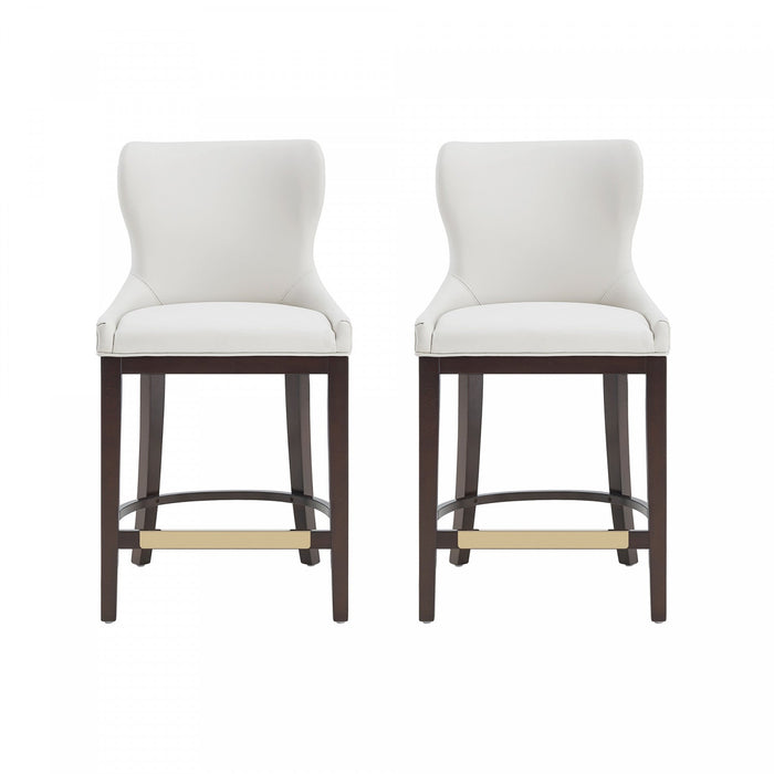 Blair Modern Wood Upholstered Counter Stool in White - Set of 2 Bar Stool 