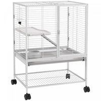 Pawhut Small Animal Cage With Wheels, Pet Playpen For Rat, Kitten, Ferrets, Chinchillas With Bottom 