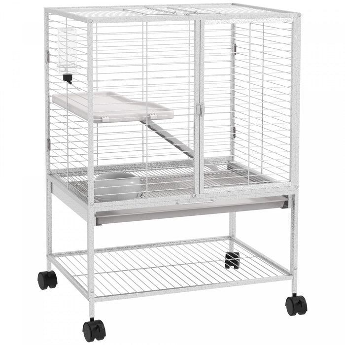 Pawhut Small Animal Cage With Wheels, Pet Playpen For Rat, Kitten, Ferrets, Chinchillas With Bottom 