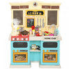 Qaba Kids Kitchen Playset for Toddler, Play Kitchen Set with Real Lights and Sounds, Sink, Stove, Clock, Cookware Accessories, Play Food Set for Aged 3-6 Years Old, Green