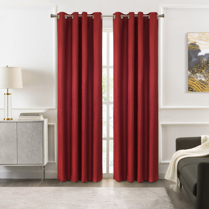 Adora Red Grommet Curtain Panel - 52\" X 95\"