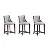 Fifth Avenue Traditional Wood Upholstered Counter Stool in Light Gray - Set of 3 