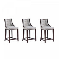 Fifth Avenue Traditional Wood Upholstered Counter Stool in Light Gray - Set of 3 