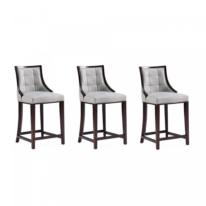 Fifth Avenue Traditional Wood Upholstered Counter Stool in Light Gray - Set of 3 