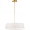 Dainolite Everly 4 Light Pendant Aged Brass Finish White Shade Lamp