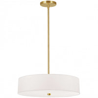 Dainolite Everly 4 Light Pendant Aged Brass Finish White Shade Lamp
