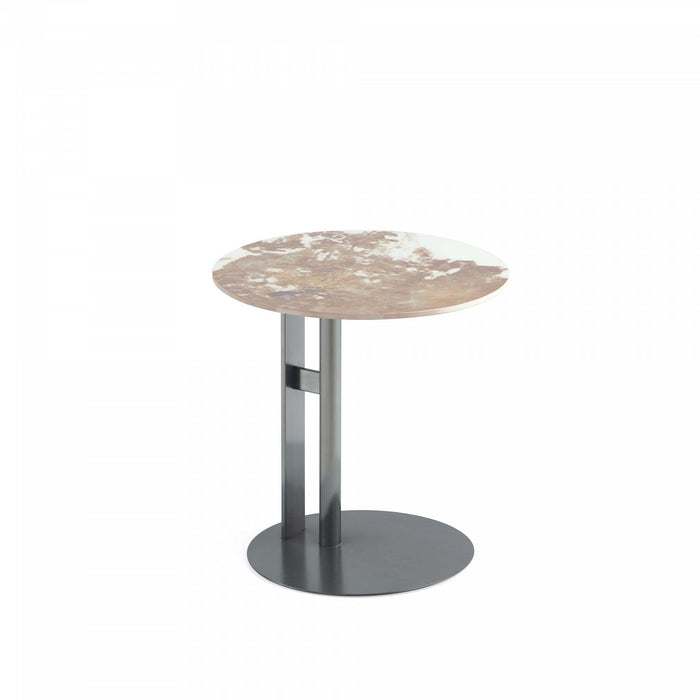 Alondra Modern Glam Sintered Stone Top End Table in Black 