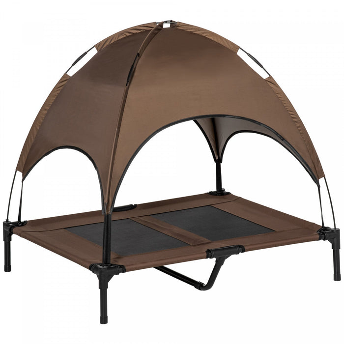 Pawhut Elevated Cooling Pet Bed Portable Raised Dog Cot With Canopy For Large Sized Dogs, Indoor & O
