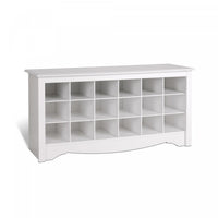 Eighteen Pair Shoe Storage Cubby Bench - White