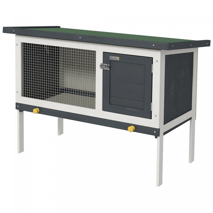 Pawhut Rabbit Hutch, Wooden Bunny Guinea Pig Cage With Openable Asphalt Roof, Slide-out Tray, For In