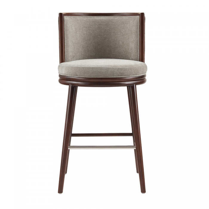 Evalyn Modern Wood Upholstered Barstool in Dove 