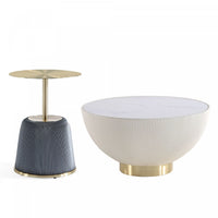 Anderson Modern 2-Piece Coffee Table & End Table Set in Cream and Gray 