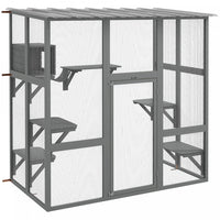 Pawhut Catio Outdoor Cat Enclosure, Wooden Outdoor Cat House Window Box With Weatherproof Roof, Brid