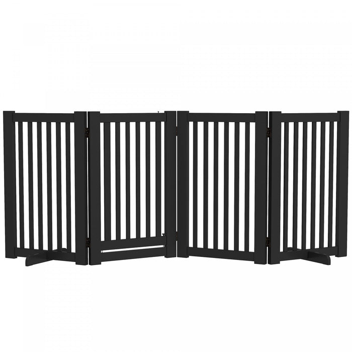 Pawhut Free Standing Wooden Pet Gate Indoor Dog Barrier Foldable Step Over Doorway Fence Safety Gate