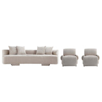 Verandah Mid-Century Modern 3-Piece Sofa Set in Beige