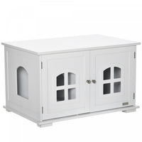 Pawhut Cat Litter Box Enclosure Hidden Cat Furniture Cabinet Indoor Cat Washroom Double-door Nightst